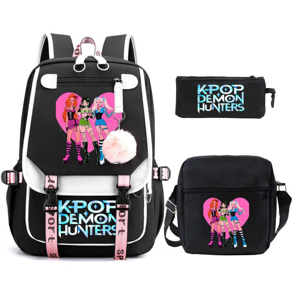 Demon Hunter Girl School Bag Set Black 3-Piece