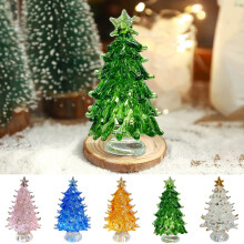 Mini Christmas Tree Ornament Green Crystal Glass 2.4in