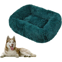 Rectangular Pet Bed Plush Cushion M Dark Green