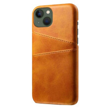 iPhone 14 Plus case PU leather card holder orange