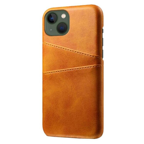 iPhone 14 Plus case PU leather card holder orange