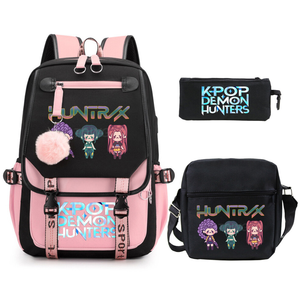 Demon Hunter Girl School Bag Set Black 3-Piece