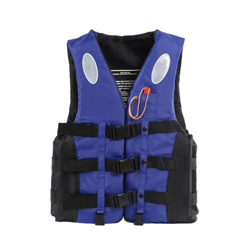 Adult life jacket with reflective strips and adjustable