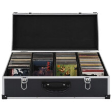 vidaXL CD case aluminum ABS black 80 CDs