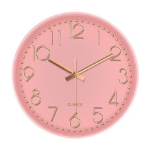 Wall Clock Silent Battery Powered Pink Round