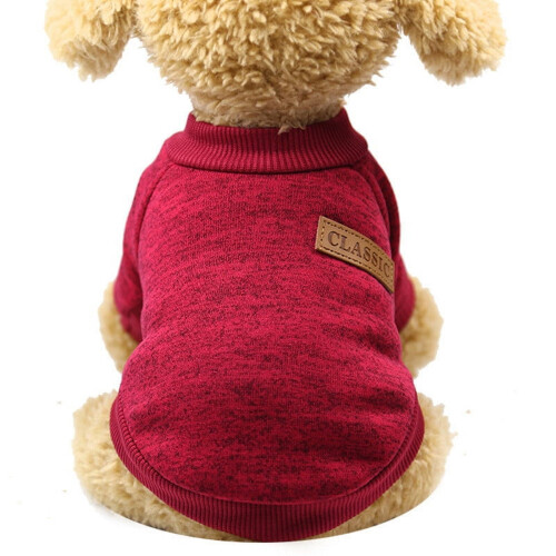 Pull pour chien rouge bordeaux XL polaire chaude d'hiver