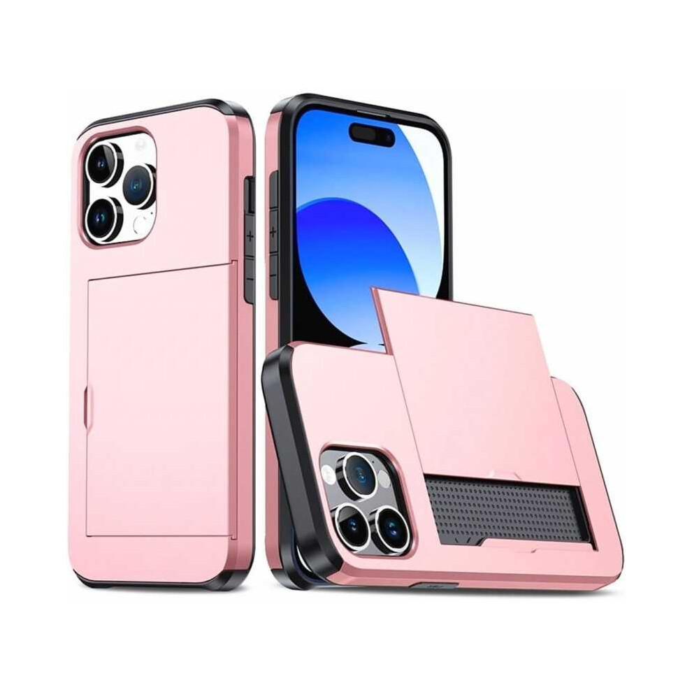 Iphone 15 Pro Shockproof Case With Card Slot Rose Gold 900223061935