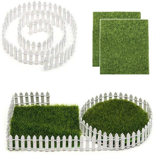 Gartenzaun-Einfassung und Kunstrasen 15x15cm, 2 Stück