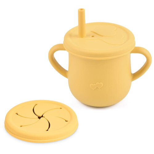 Bicchiere per bambini in silicone alimentare con cannuccia 2 in 1