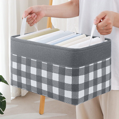 Faltbare Aufbewahrungsbox im Büffelkaromuster (1er-Pack)