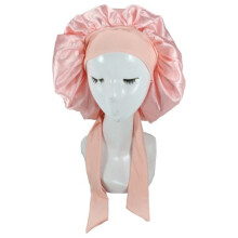 Silk Hat Natural Curly Hair Bonnet Light Pink