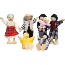 Wooden Dollhouse Family Set with 7 Figures