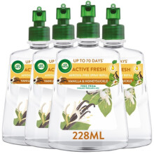 4 X Air Wick Active Fresh Non Aerosol Automatic Spray Refills 228ml - Vanilla & Honeysuckle