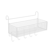 Panier de rangement suspendu de chevet en métal blanc avec crochets