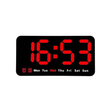 Digital Wall Clock LED 9 Inch 12/24 Hour Black Red