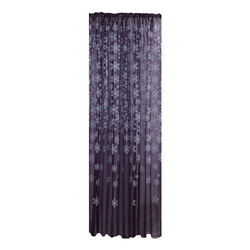 Snowflake Voile Curtains Silver Foil Print Pair