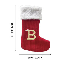 Șosete de Crăciun cu monogramă, catifea roșie și albă