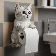Suporte de papel higiênico para gatos impresso em 3D, para montagem na parede.