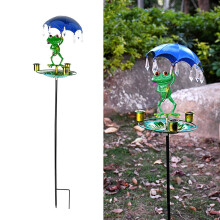 Estaca de jardín con forma de rana, de metal resistente a la intemperie, para decoración de exteriores.