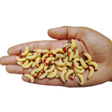 20PC Larva Orange Orange Aromatized Artificial Bait Kit Beige And Red