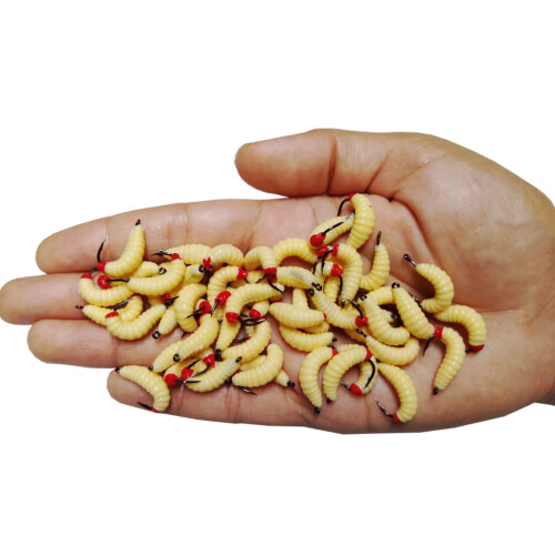 20PC Larva Orange Orange Aromatized Artificial Bait Kit Beige And Red