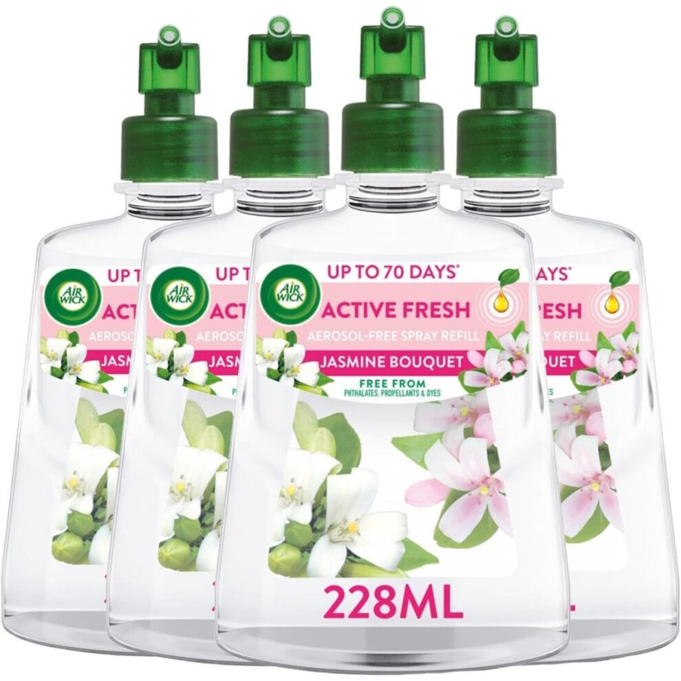 Air Wick 4 X Active Fresh Non Aerosol Automatic Spray Refills 228Ml - Jasmine Bouquet
