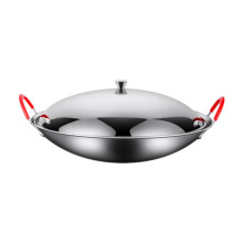Stainless Steel Wok Pan with Double Handles and Lid 9 Inch