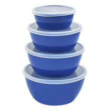 Conjunto de tigelas para misturar na cor azul marinho com tampas – Livre de BPA, empilháveis.