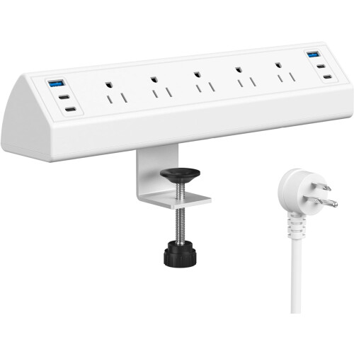 Bordsklämma Grenuttag Vit5 Uttag4USB-C Portar