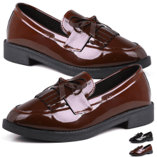 Dames loafers met dikke hak, leren instappers (1 paar)