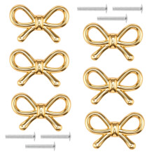 Bow Shape Drawer Knobs Gold Brass 6 pcs