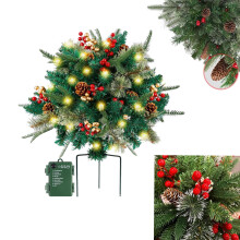 SDJMa Pre-lit Artificial Christmas Tree 40 LED Red Gold