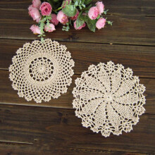Crochet Cotton Lace Placemats 7 Inch 4-Pack Beige White