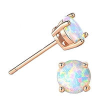 Ohrstecker aus Sterlingsilber für Damen mit rundem Feueropal