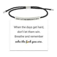 Silver Titanium Steel Engraved Adjustable Bracelet