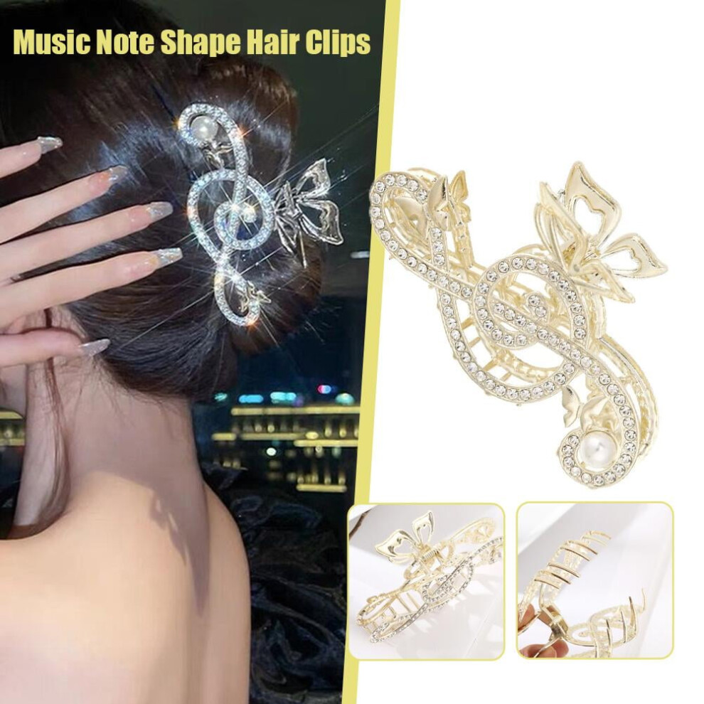 Music Note Hair Clip Elegant Rhinestone Shark Clip