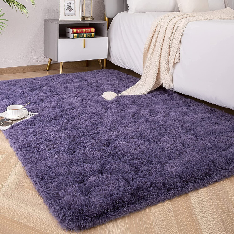 Purple Grey Shaggy Area Rug 1.3x2 ft