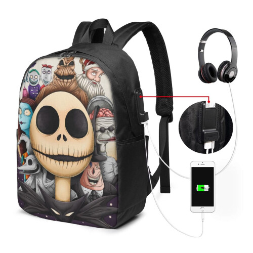 Σακίδιο πλάτης για φορητό υπολογιστή Nightmare Before Christmas Light Flight, αντικλεπτικό με οπή 1