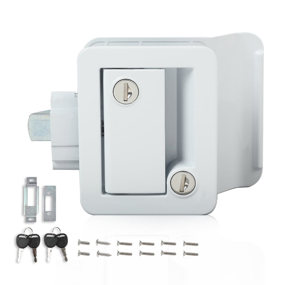 Rv Entry Door Lock Handle Zinc Alloy 1Pc White 963904265664