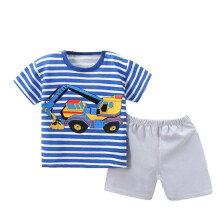 Set de ținute de vară pentru copii mici, cămașă casual cu mânecă scurtă și imprimeu