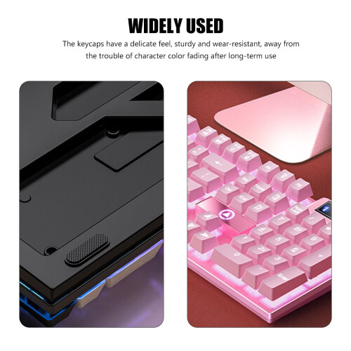 Wired Ergonomic Mechanical Gaming Keyboard Pink ABS 1