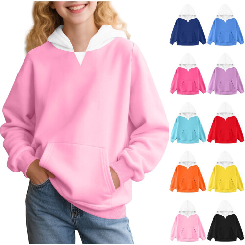Mädchen-Kapuzenpullover mit Taschen, langen Ärmeln, Herbst/Winter