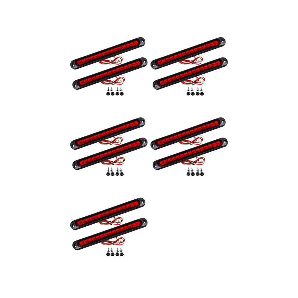 10Pcs 10Inch 15 Led Trailer Led Stop Turn Tail Third Brake Bar Strip For Heavy Duty Boats Trucks Light/Red 6032592299191