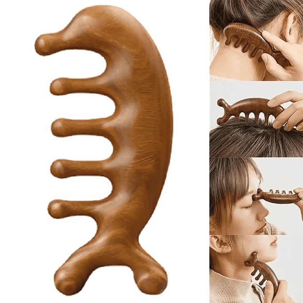 Green Sandalwood Scalp Massager Comb Five-Tooth