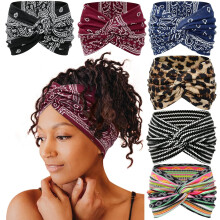 Breites Boho-Stirnband für Damen, dicker schwarzer Turban-Kopftuch