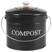 Kitchen Compost Bin Metal 0.8 Gallon with Lid and Handle