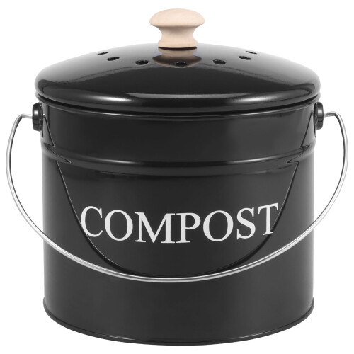 Kitchen Compost Bin Metal 0.8 Gallon with Lid and Handle