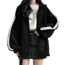 Sweat à capuche zippé oversize uni pour femme