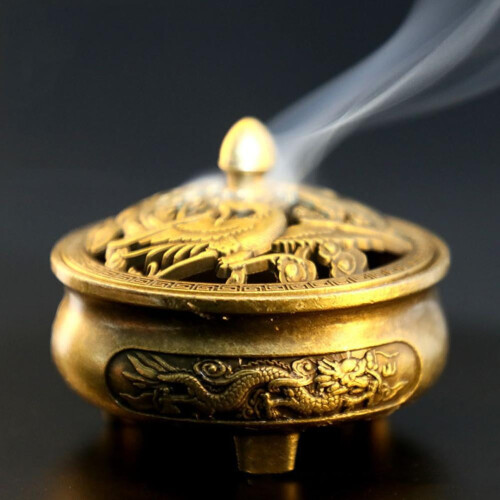 Relief Dragon and Phoenix Incense Burner 1pc 2