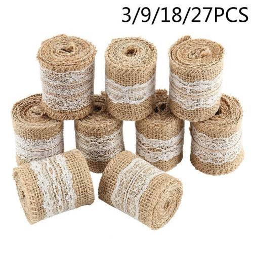 ODOMY9/18/27PCS5cmx100cm DIY Διακοσμητική άκρη με λευκή δαντέλα από γιούτα, λινάτσα, δαντέλα 1